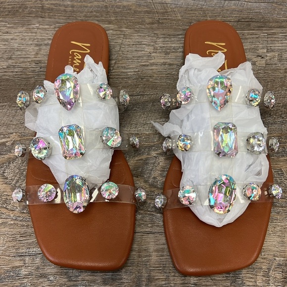 Nanette Lepore Rhinestone Translucent Sandals Size 7.5 - Picture 2 of 8